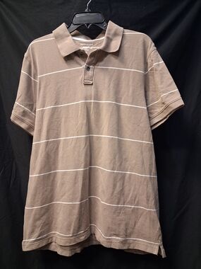 Banana Republic Taupe Polo with White Stripe Detail